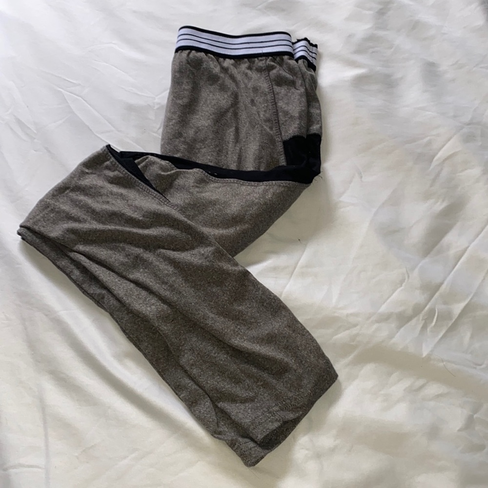 Gray Leggings with Black mesh sides